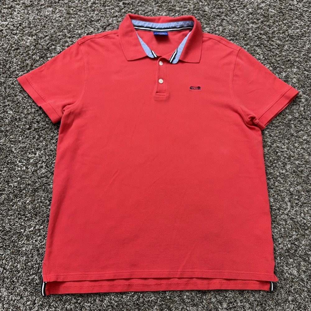 Le Tigre Polo Shirt Men's Large Salmon Red Embroidered Logo Preppy